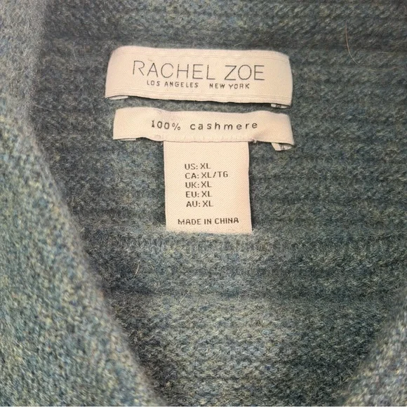 Rachel Zoe 100% Cashmere Mock Neck Sweater, Size XL, Teal, Pullover - Picture 4 of 8